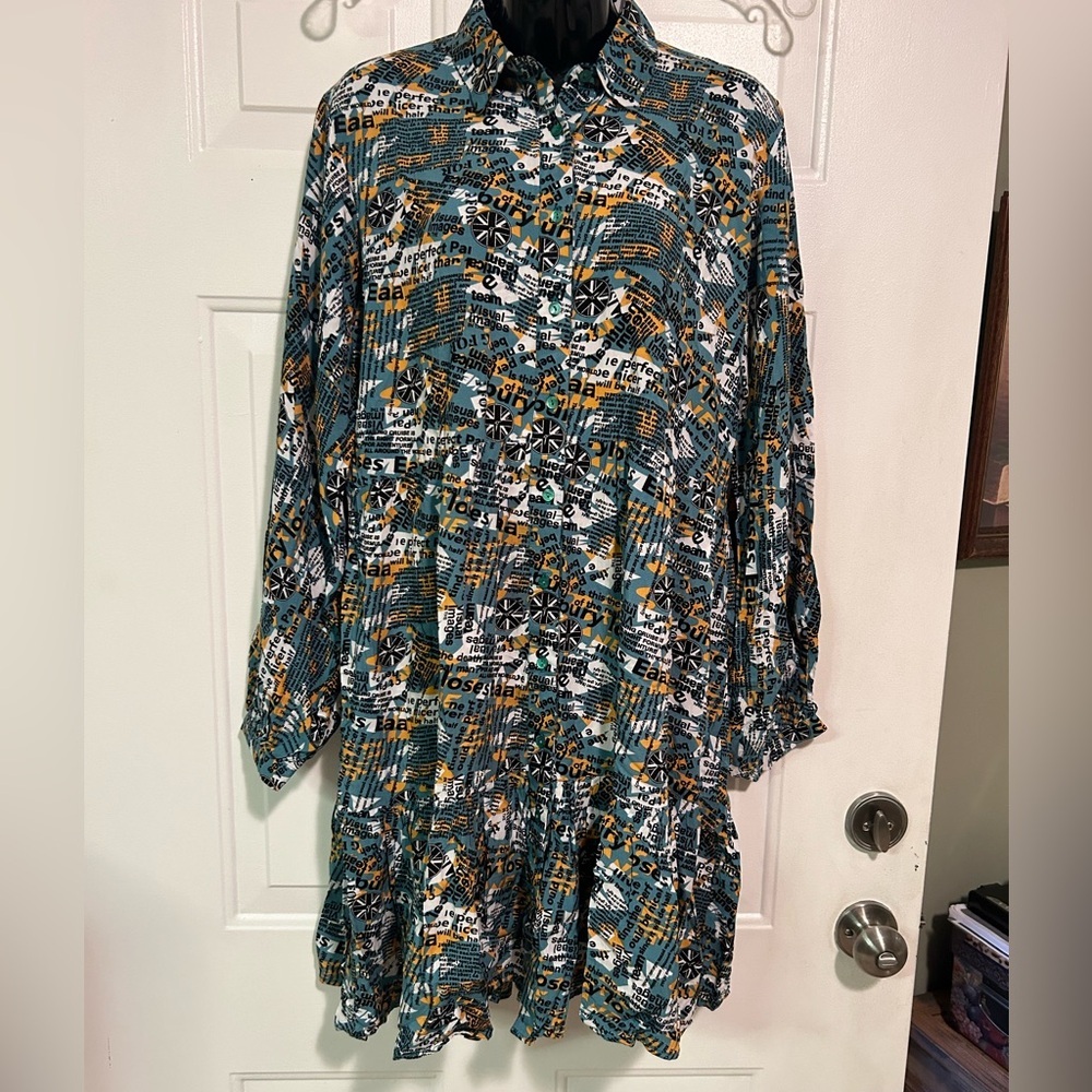 Women’s Tunic Top Button Down Ruffles Around‎ The Bottom